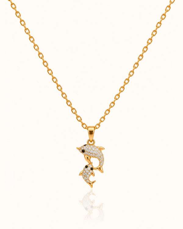 Twin Fish Zircon Diamond Necklace