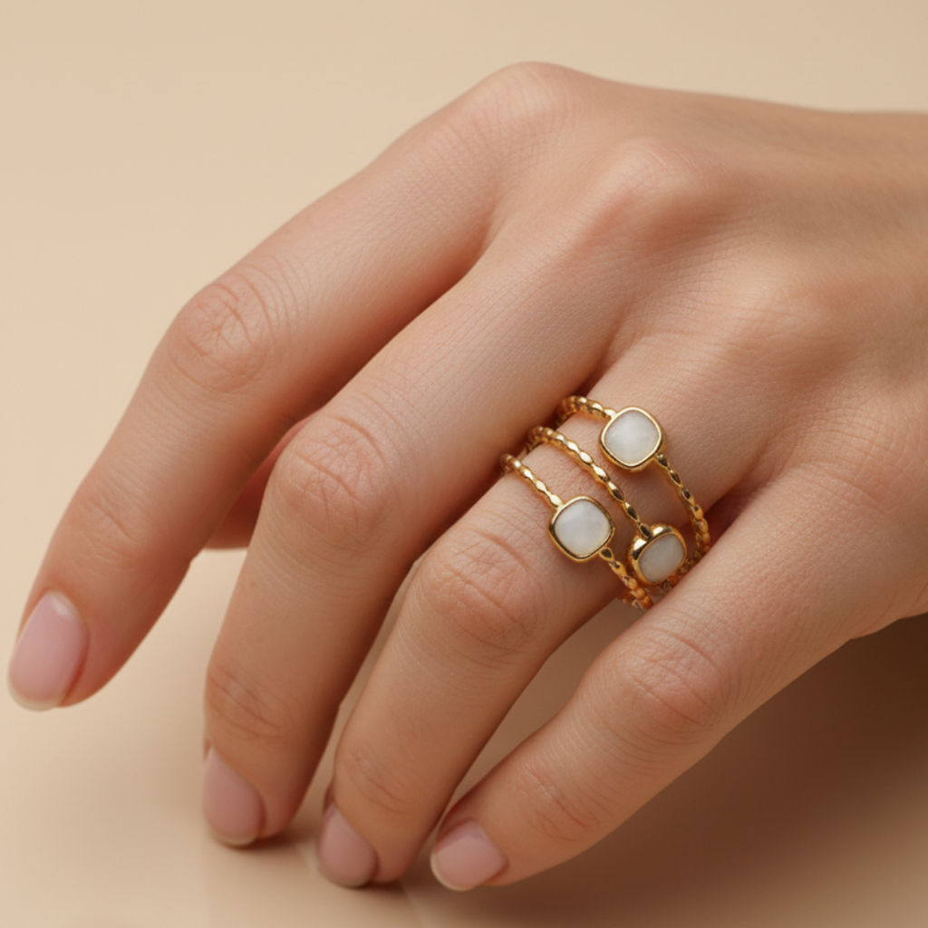 Triple Stone Rope Ring