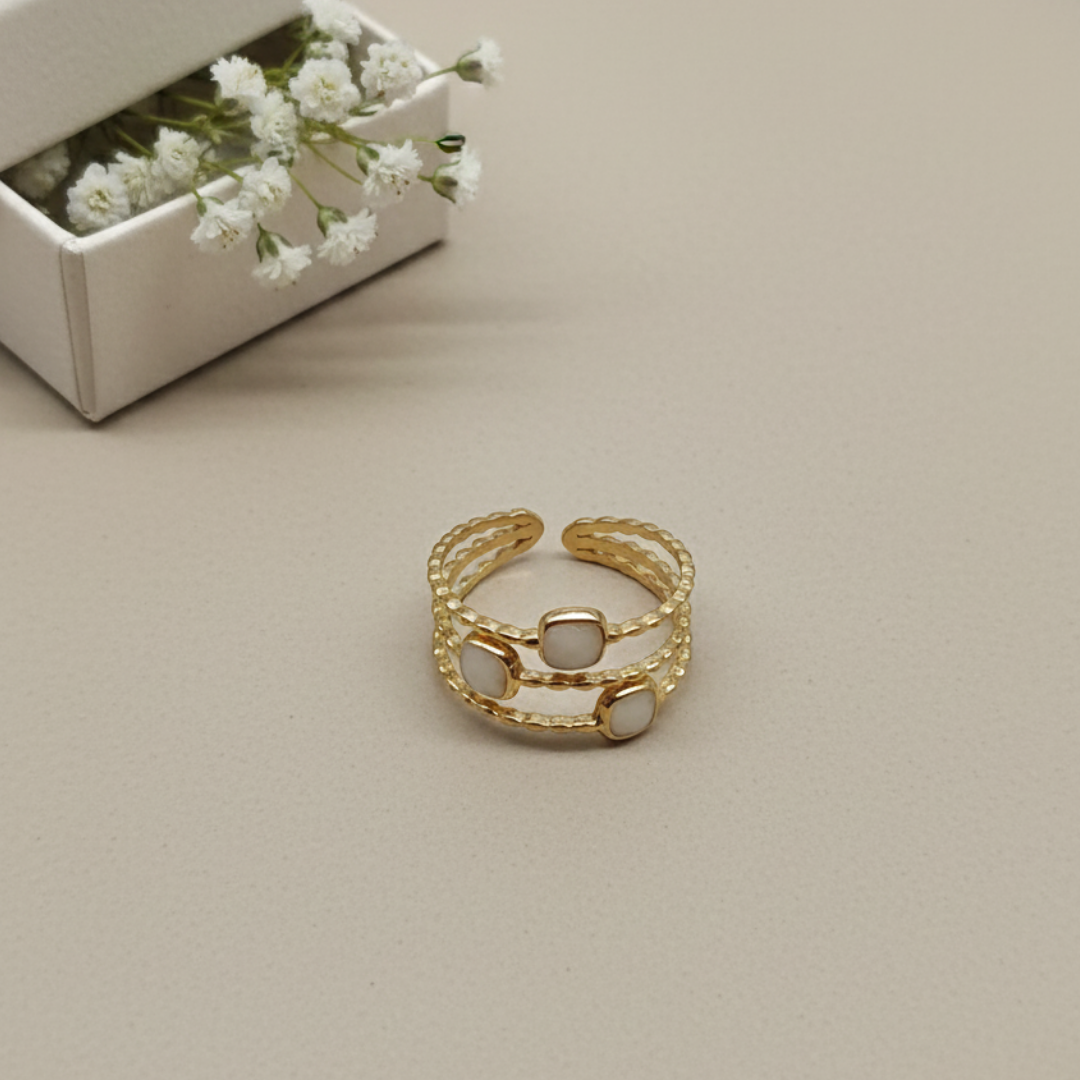 Triple Stone Rope Ring