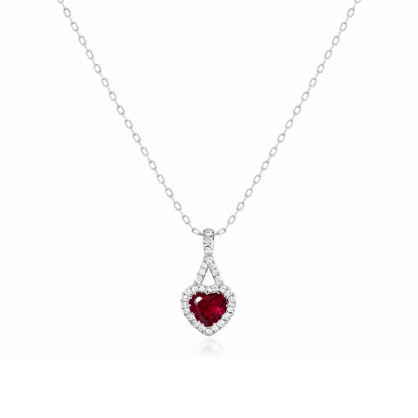 Dainty Red Heart Zircon Diamond Necklace