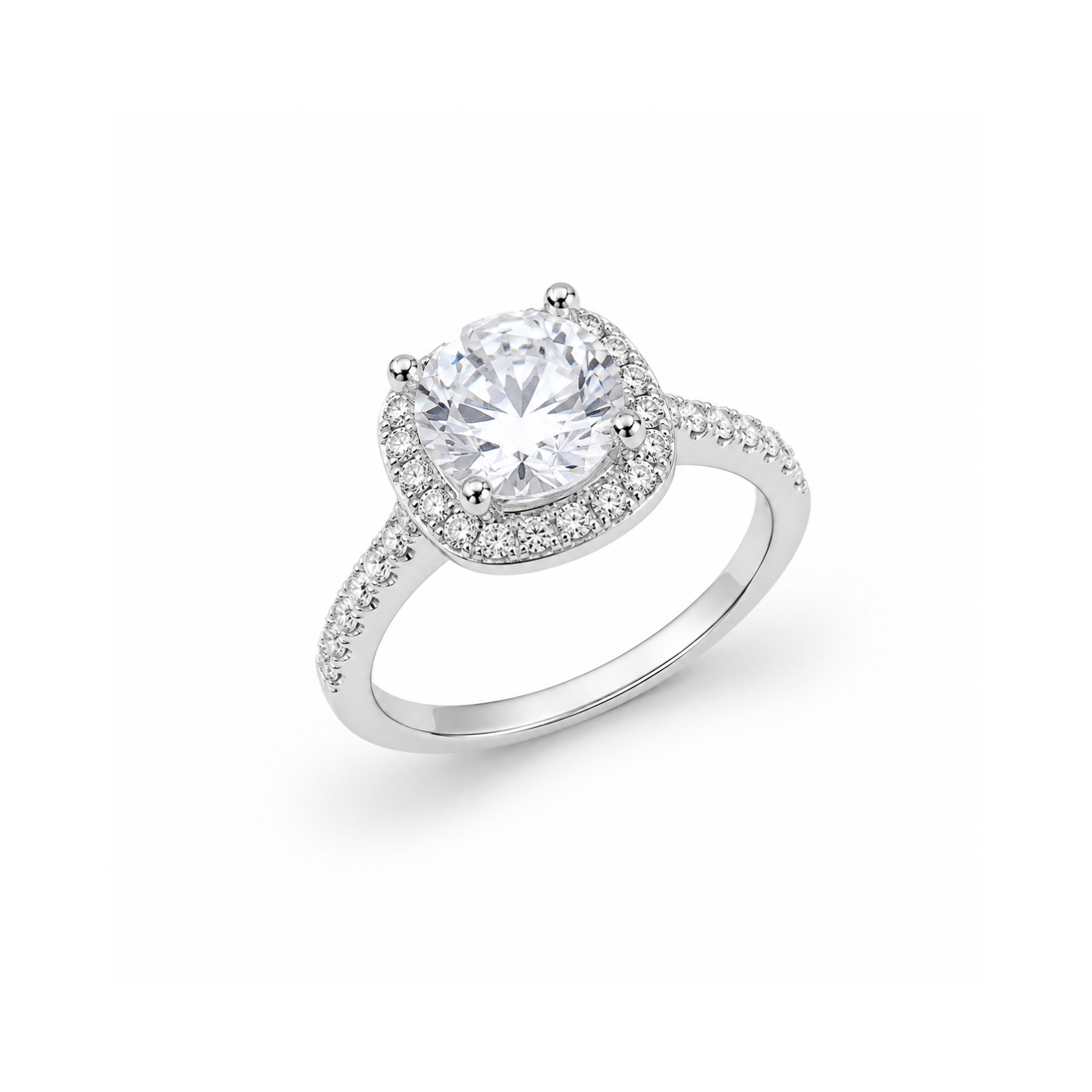Cushion Halo Zircon Ring