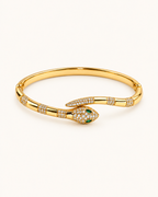Emerald serpent Kada - 18k Gold ( Demi Fine )