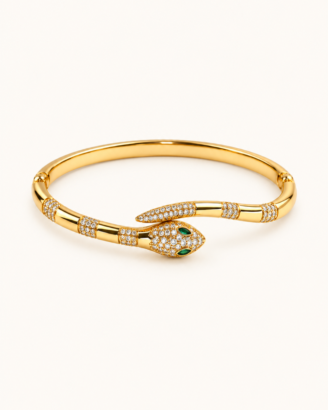 Emerald serpent Kada - 18k Gold ( Demi Fine )