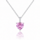 Pink Zircon Rhodium Plated  Necklace