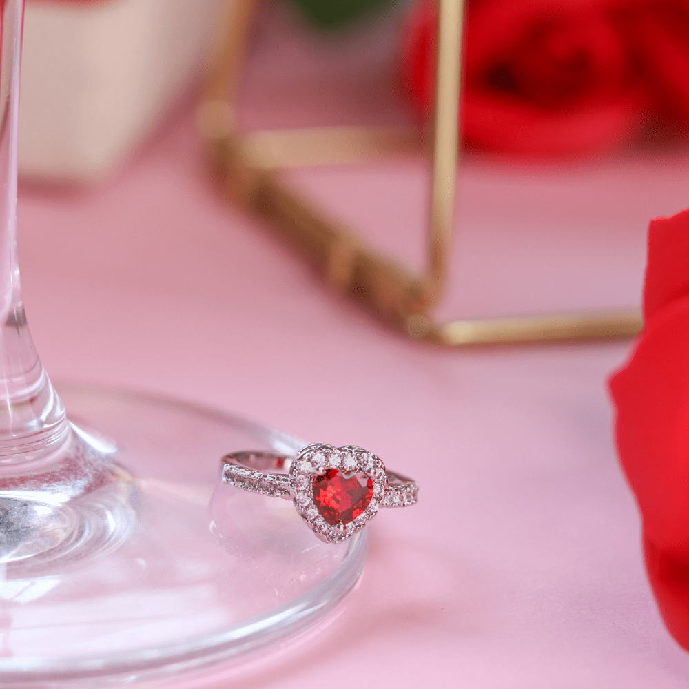 Red Heart Zircon Ring