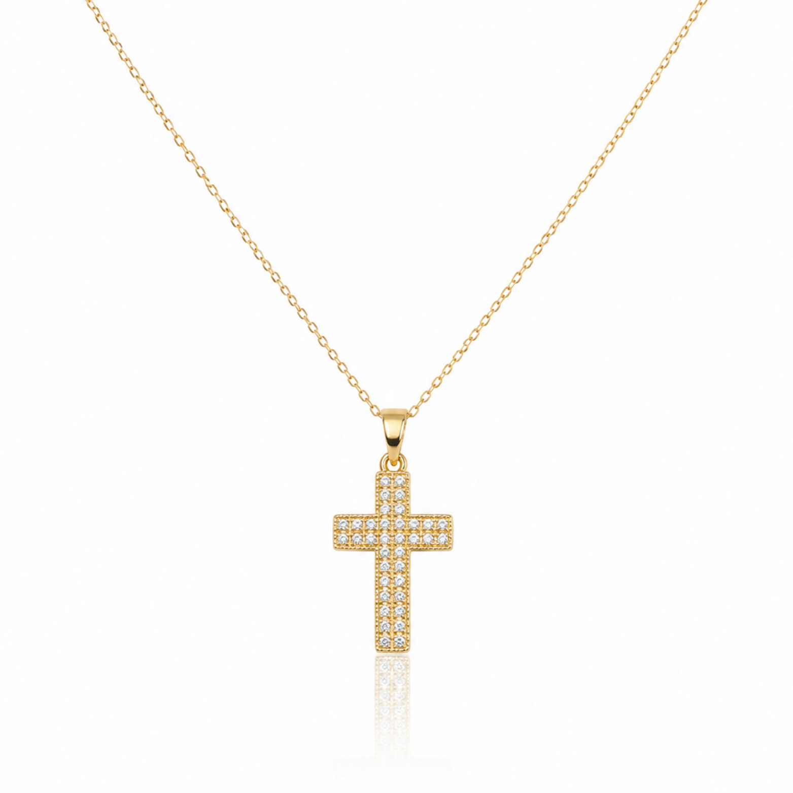 Faith Cross Zircon Diamond Studded Necklace