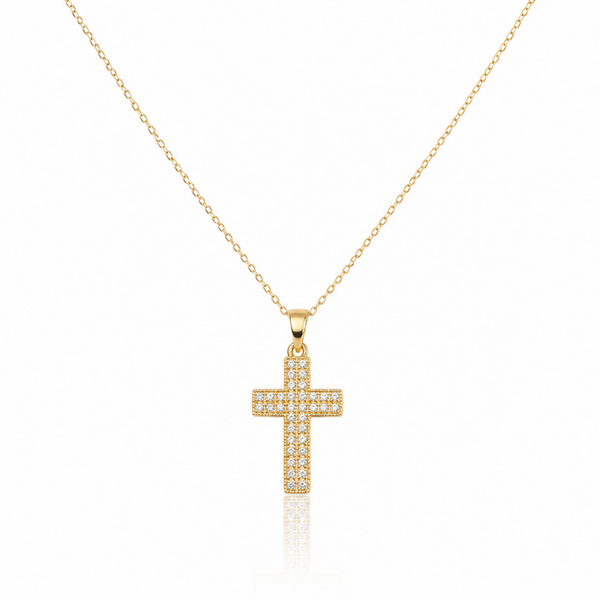 Faith Cross Zircon Diamond Studded Necklace