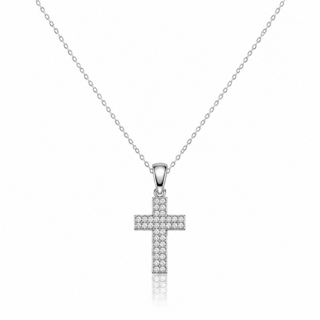 Faith Cross Zircon Diamond Studded Necklace