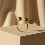 Golden Spherical Bypass Ring - 18K (Demi Fine)
