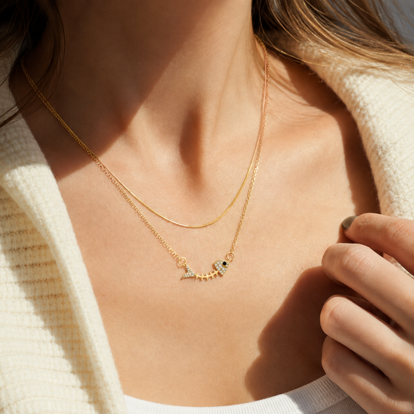 Golden Fishbone Layered Necklace