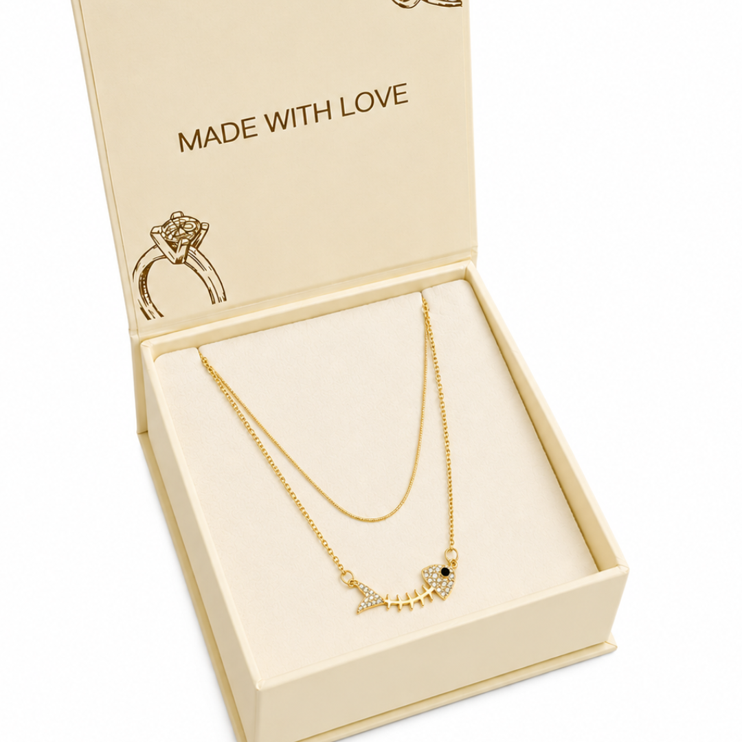 Golden Fishbone Layered Necklace