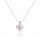 Filled Heart Pink Zircon Diamond Necklace