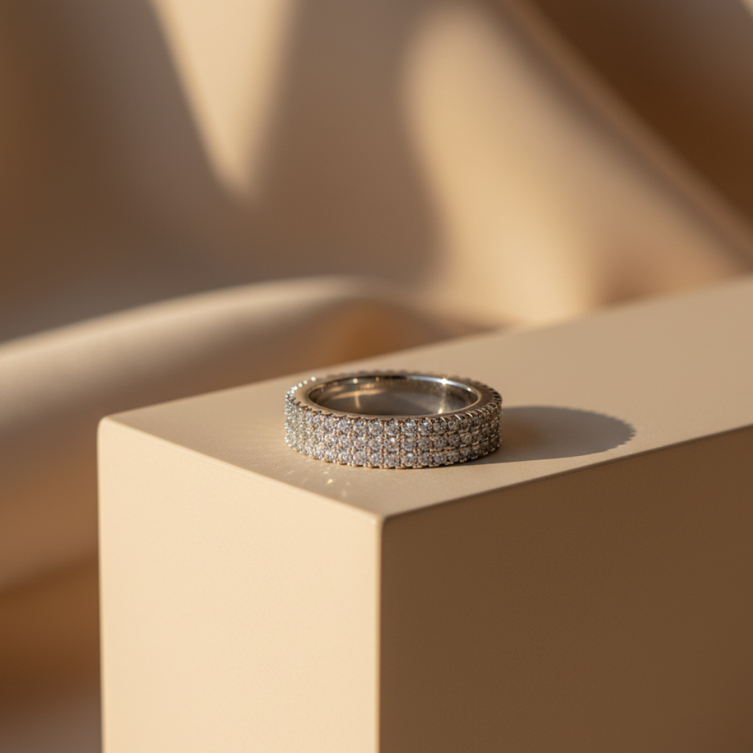 Three-Row Pave Statement Ring