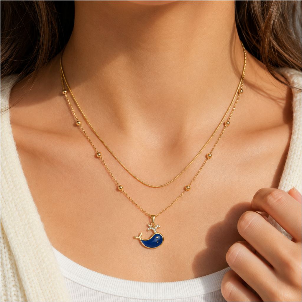 Blue Whale Charm Necklace