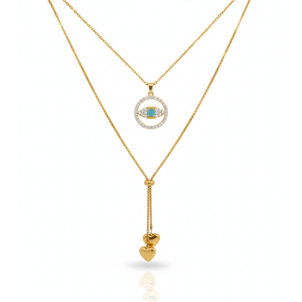Sacred Eye and Heart Layered Necklace