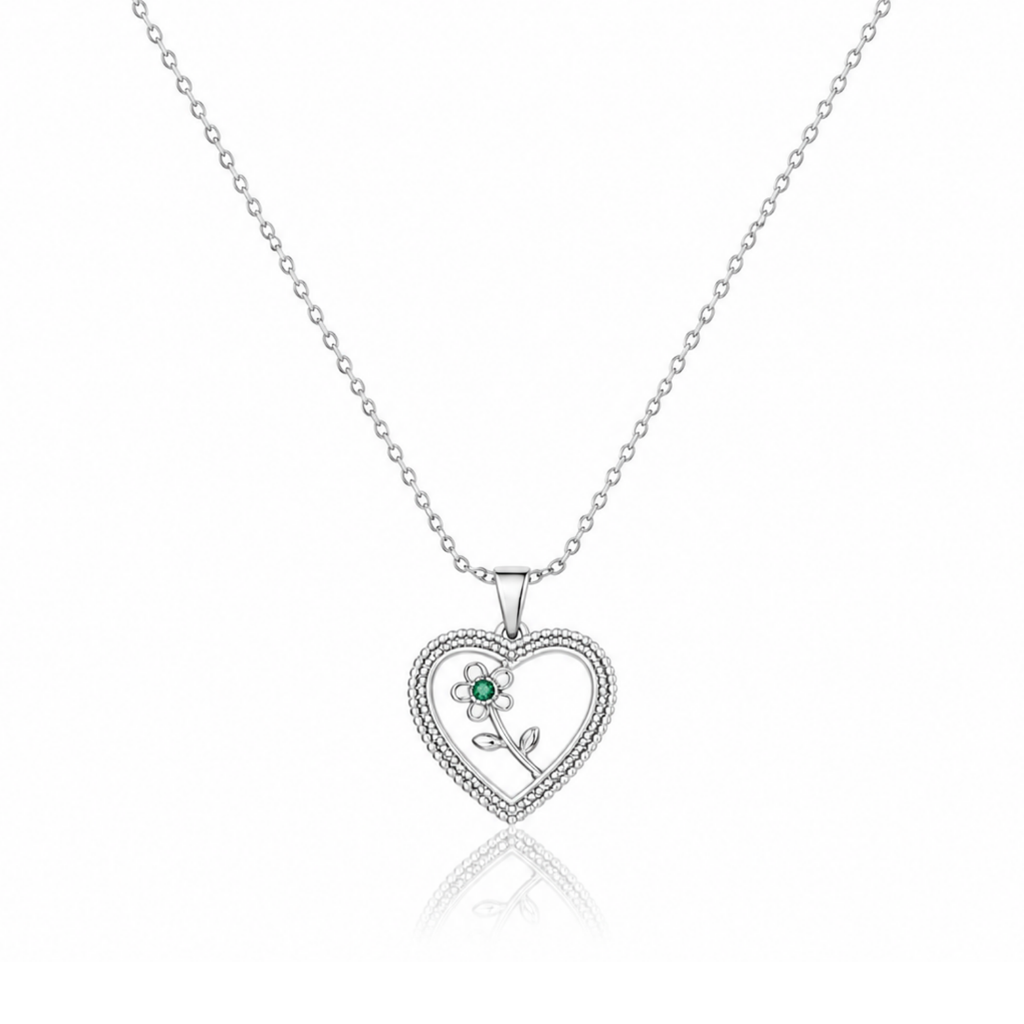 Flower Stuck Heart Necklace