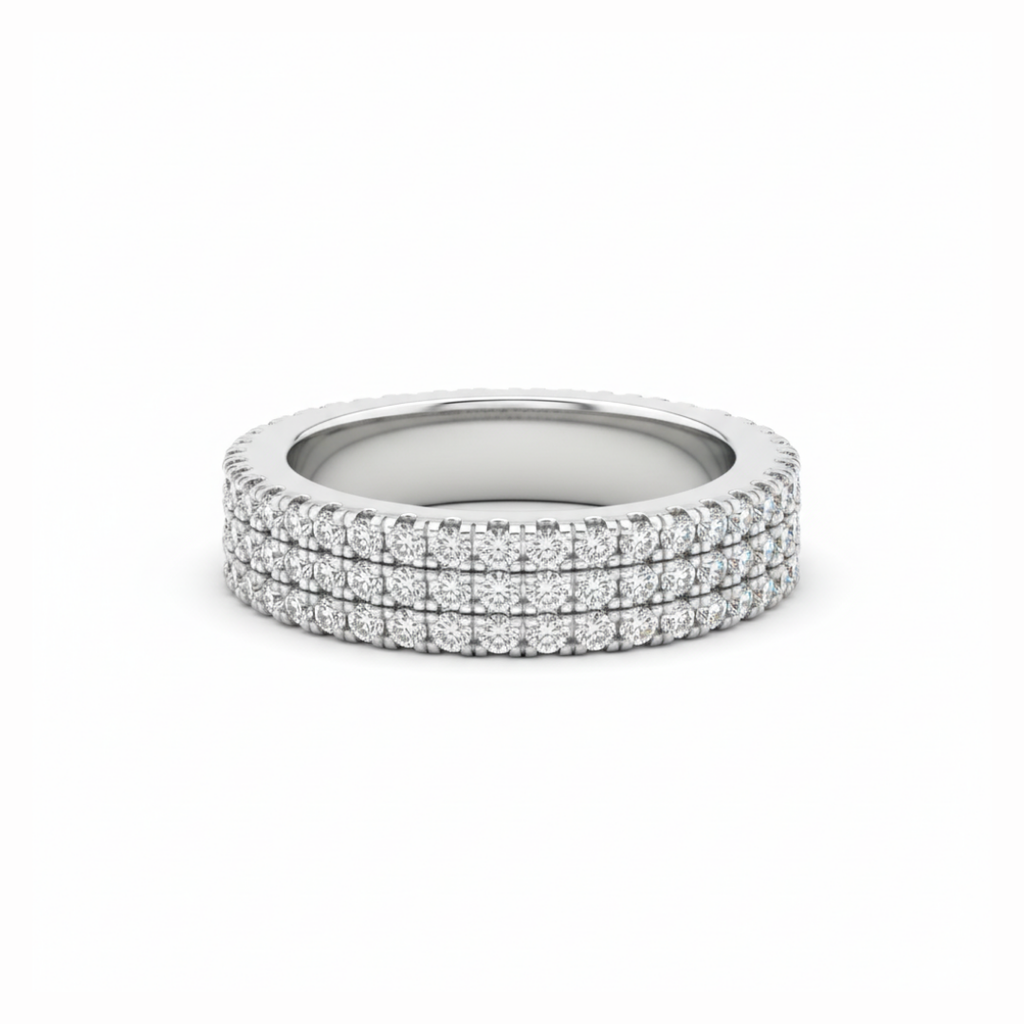 Three-Row Pave Statement Ring