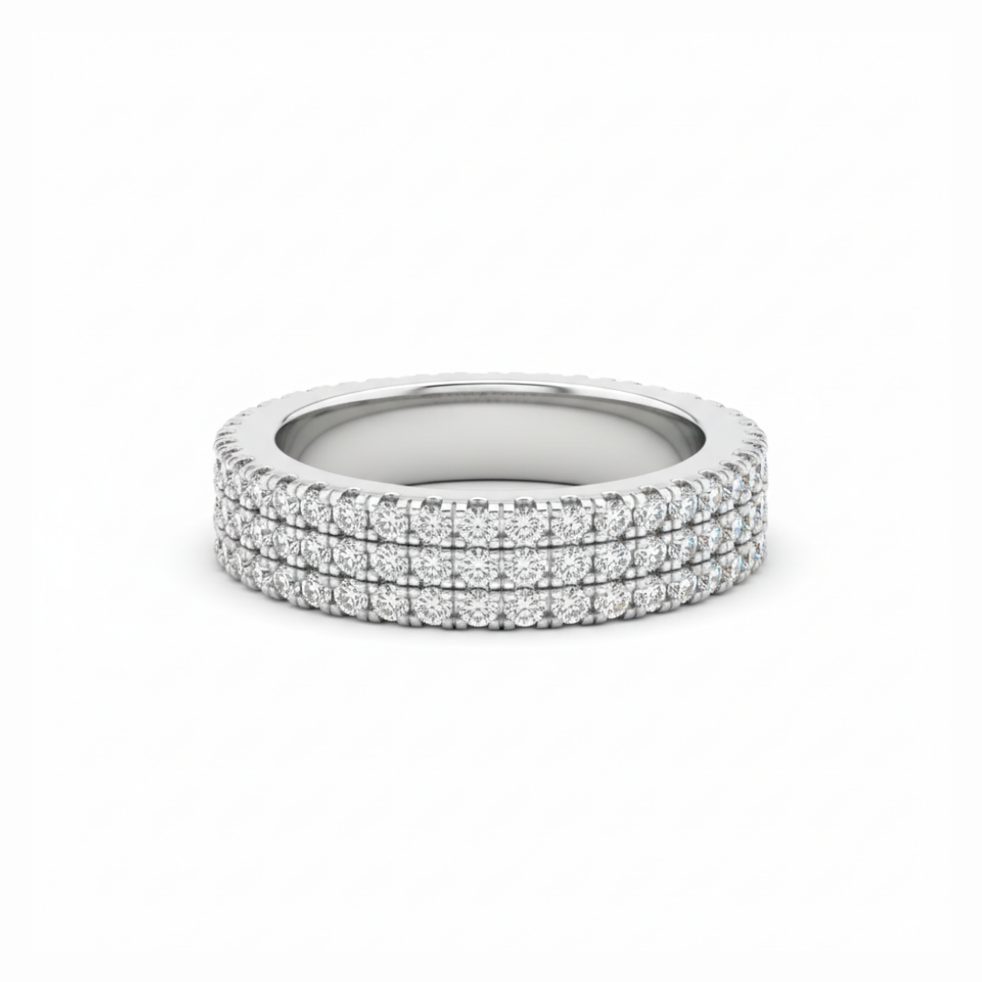 Three-Row Pave Statement Ring