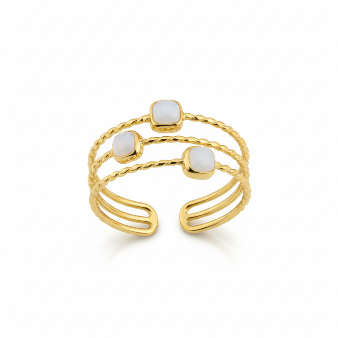 Triple Stone Rope Ring