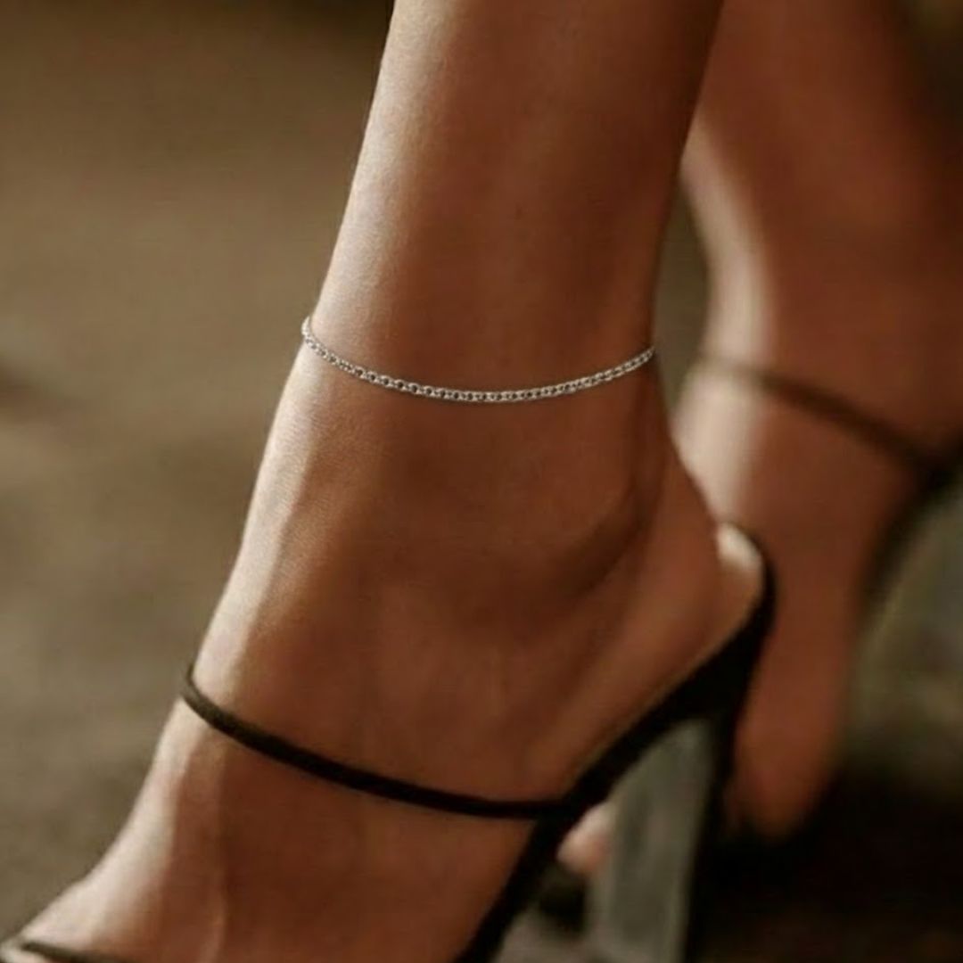 Silver Minimal Loop Anklet