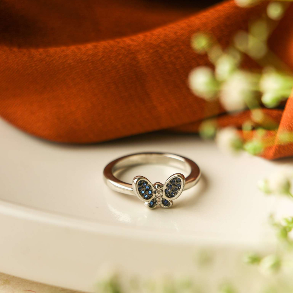 Deep Blue Butterfly Ring