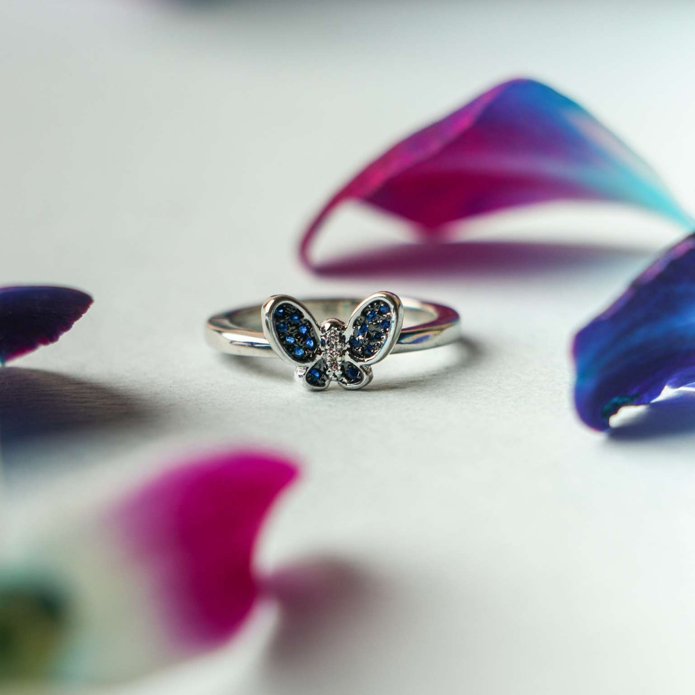 Deep Blue Butterfly Ring