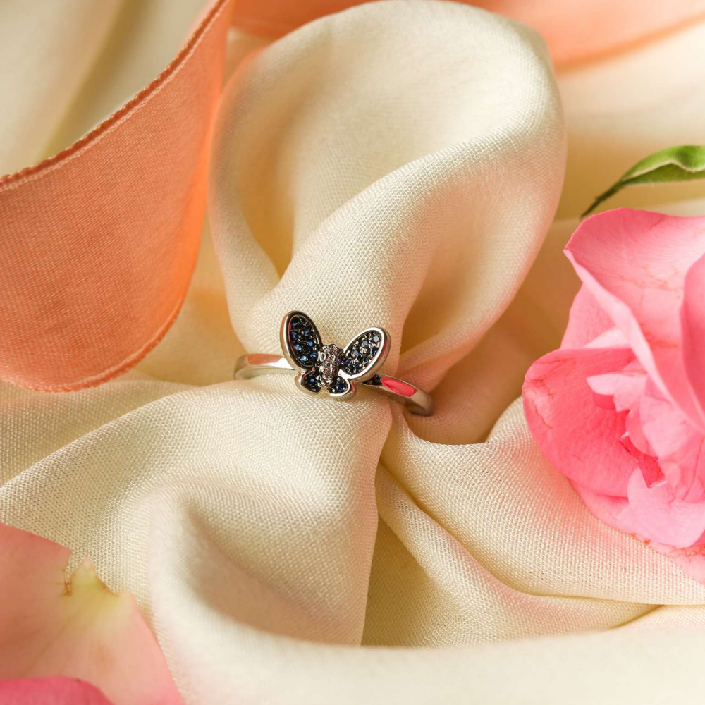 Deep Blue Butterfly Ring