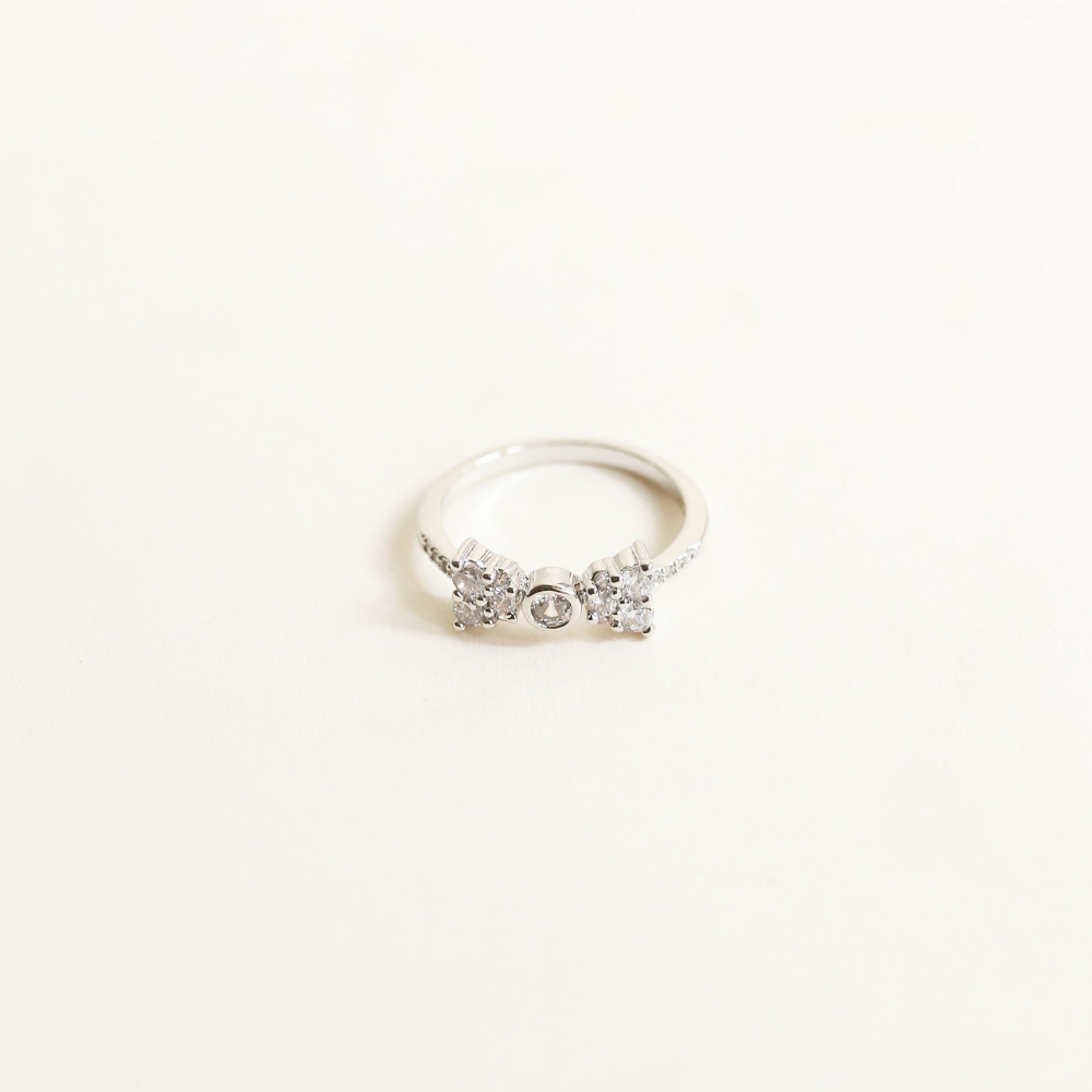 Silver Bow Zircon Ring