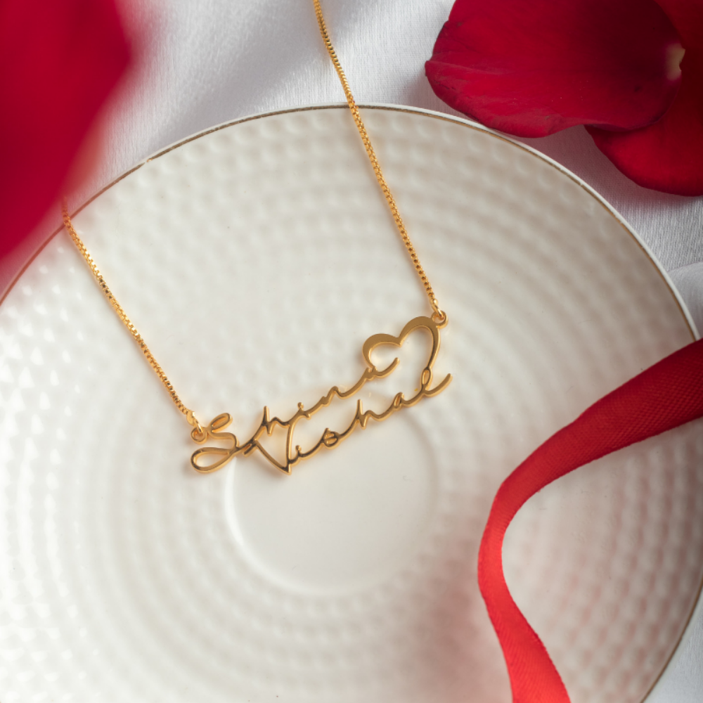 Lovers Engraved Name Necklace