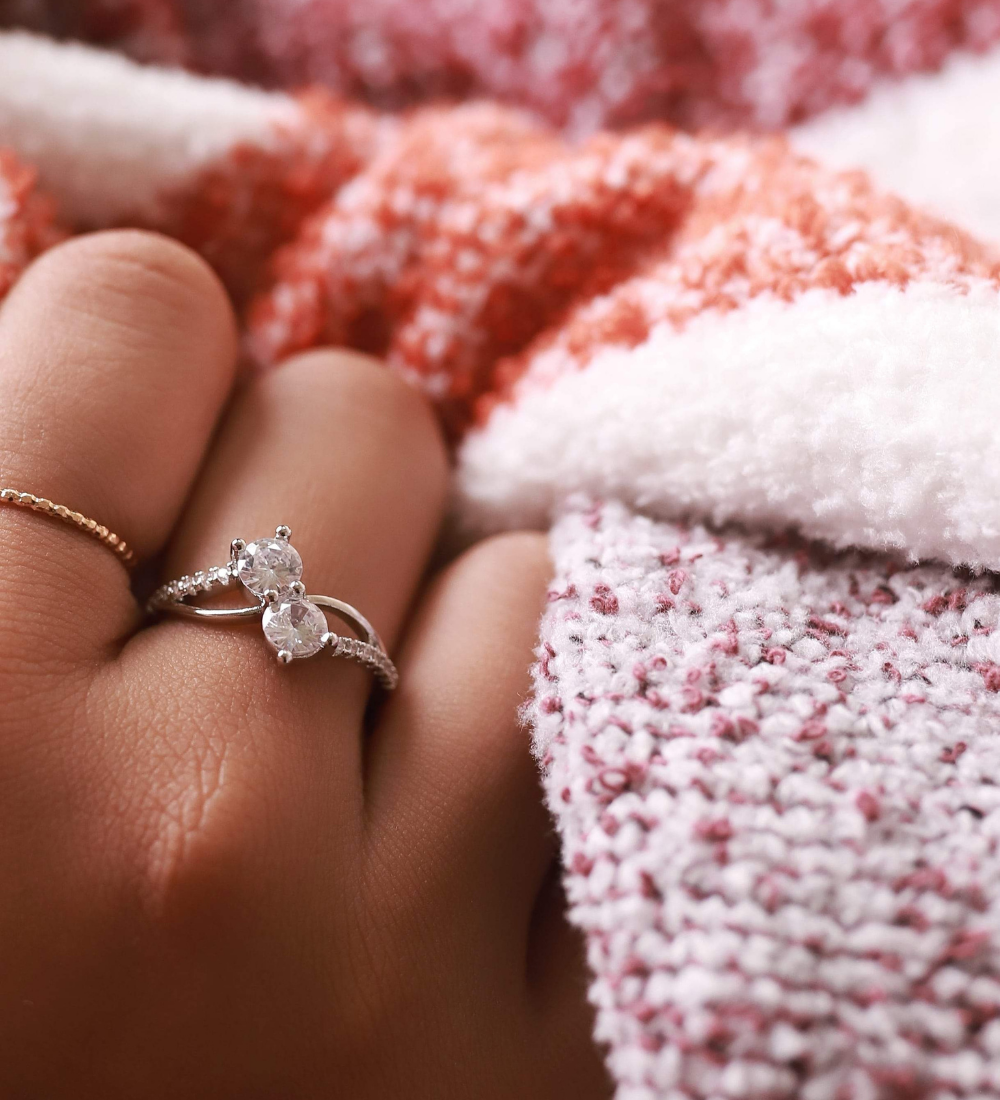 Two-Stone Bypass Zircon Ring