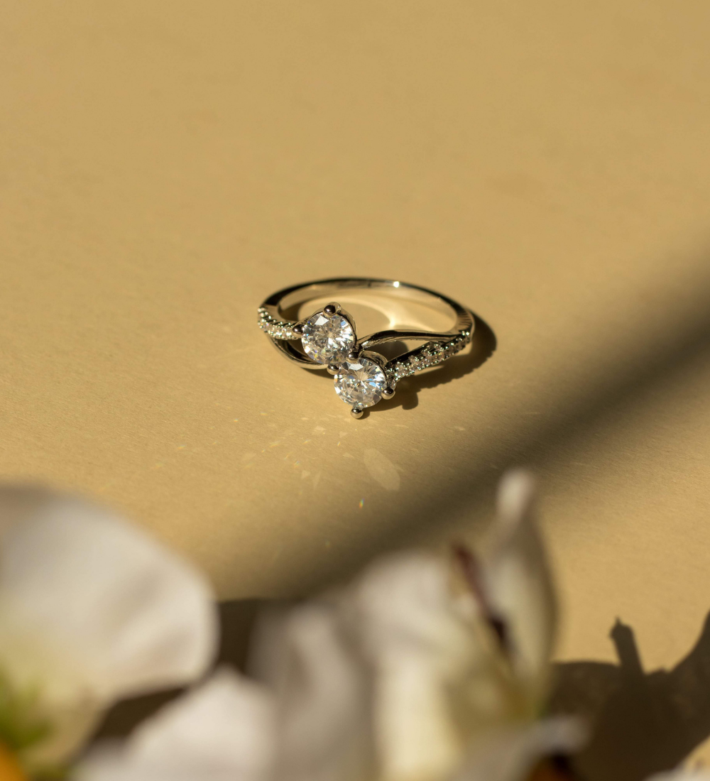 Two-Stone Bypass Zircon Ring