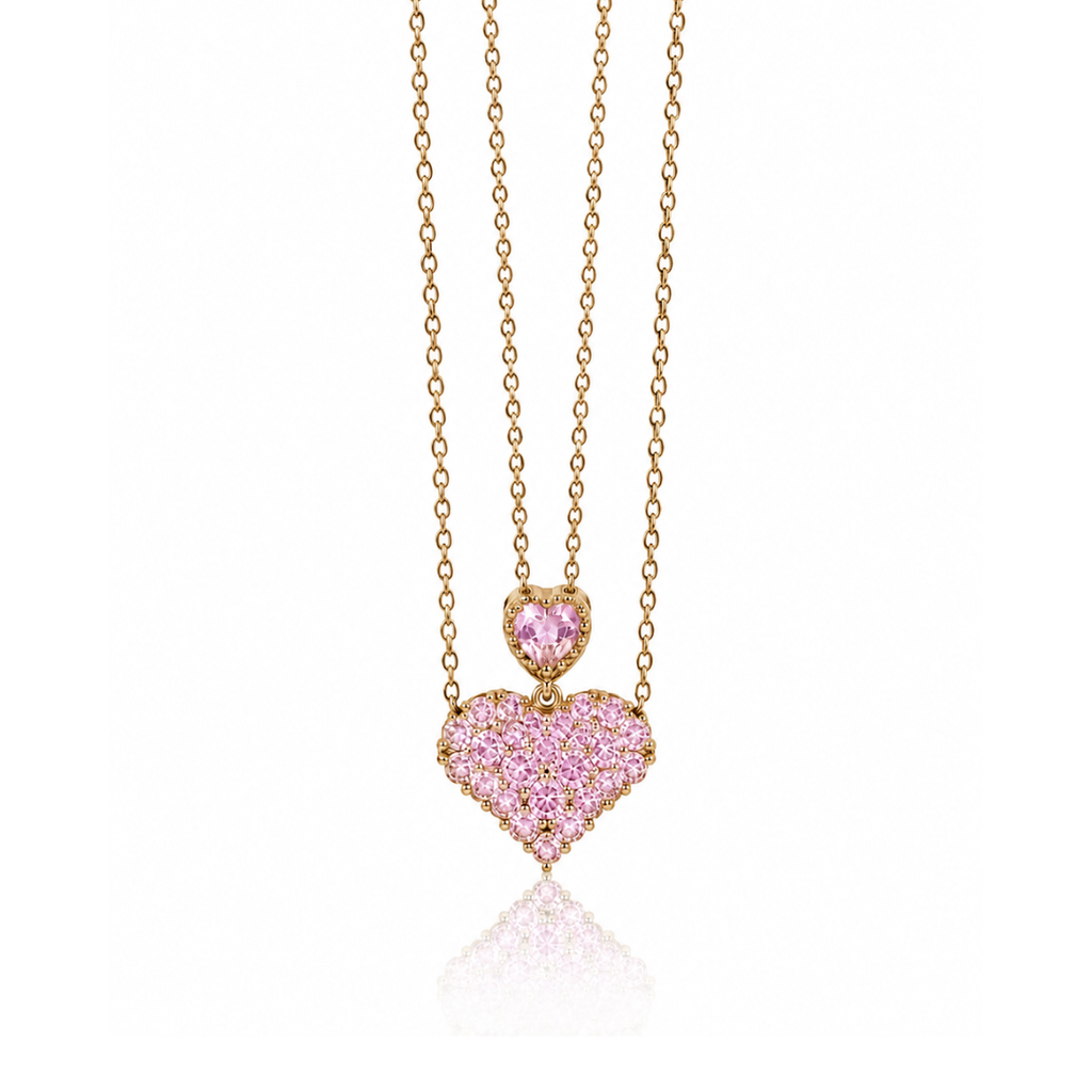 Rosy Spark Heart Necklace