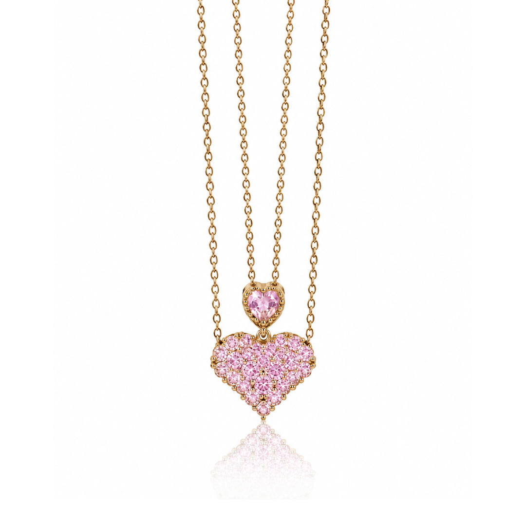 Rosy Spark Heart Necklace