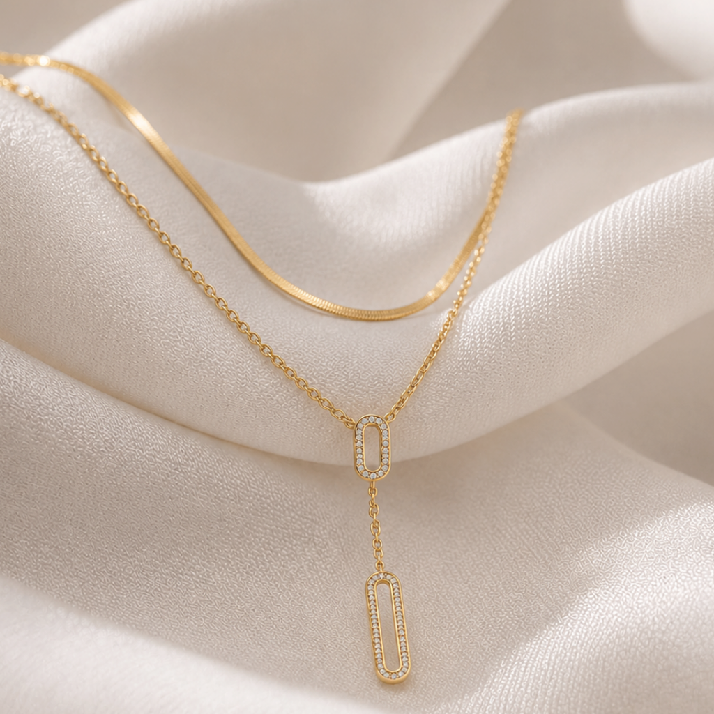 Oval Drop Necklace - 18K Gold (Demi Fine)