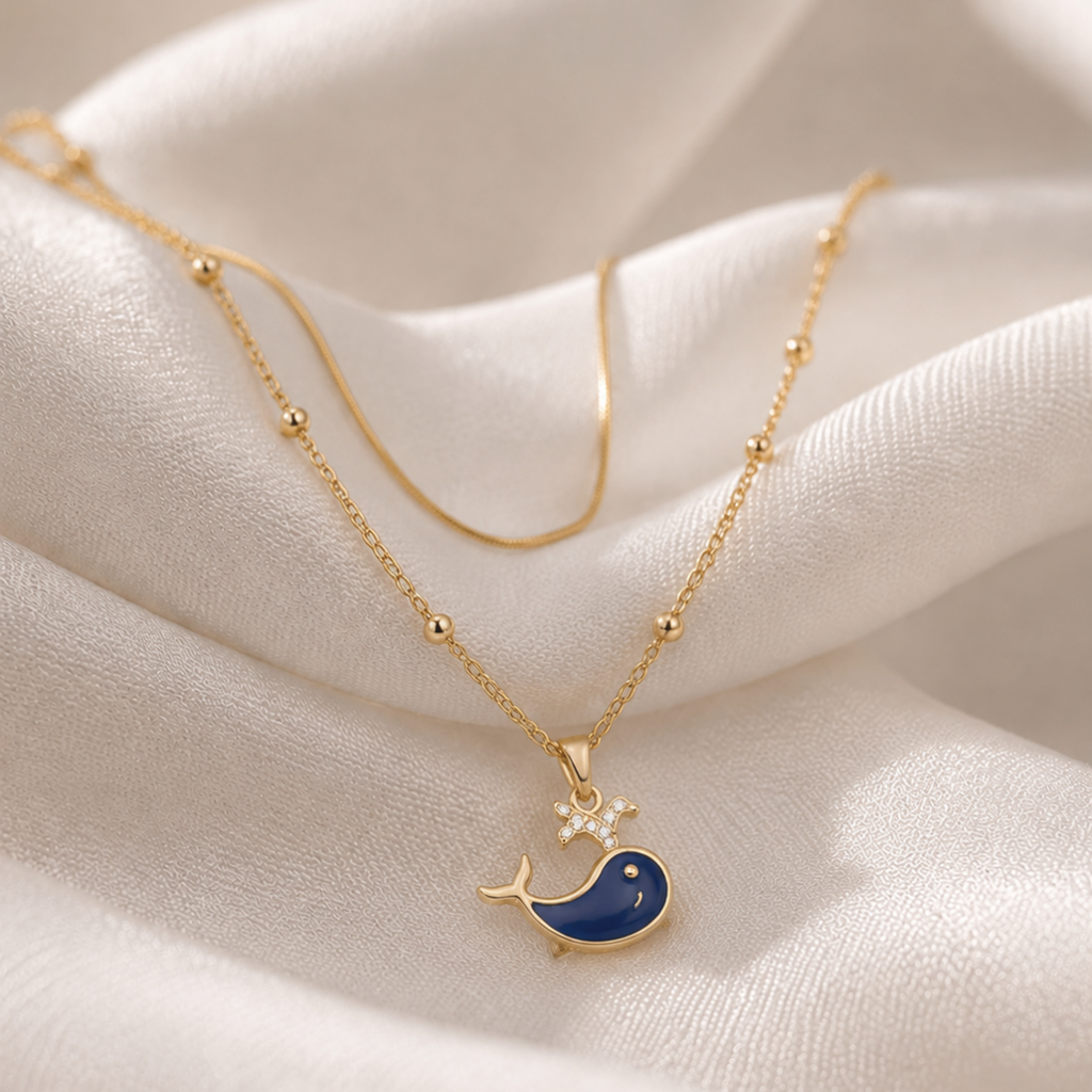 Blue Whale Charm Necklace
