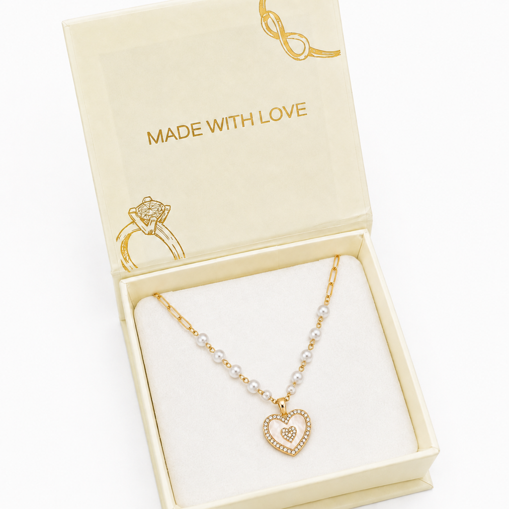 Pearl Heart Charm Necklace
