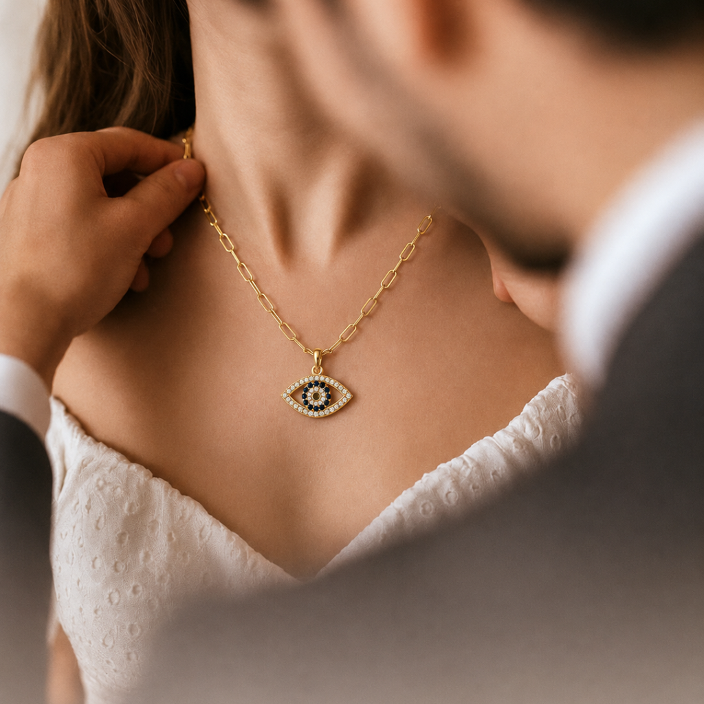 Crystal Eye Pendant Necklace