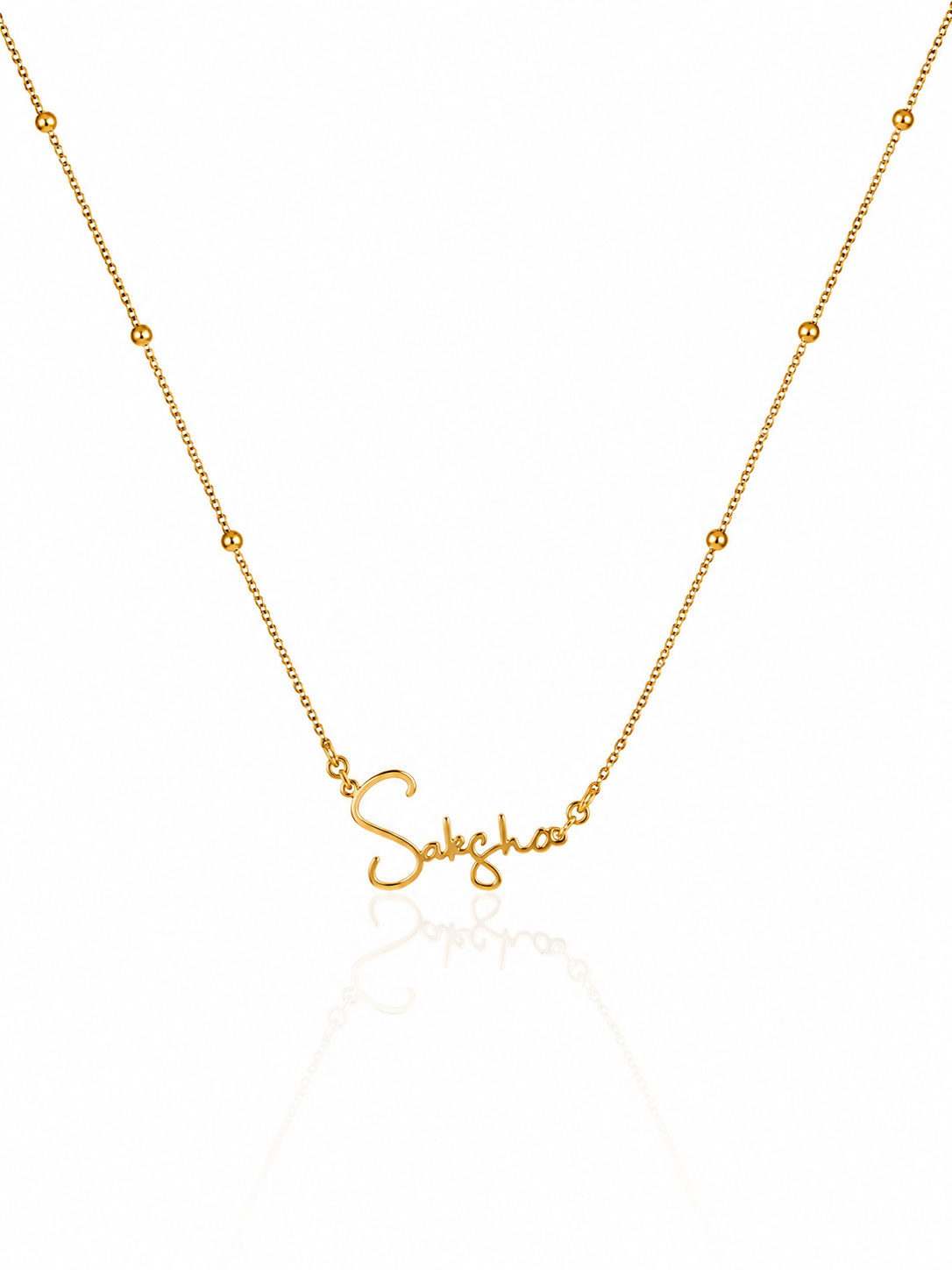 Cursive Name Necklace With Beaded Chain