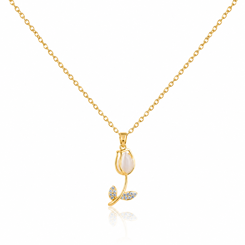 18k Gold Plated Rose Pendant Necklace