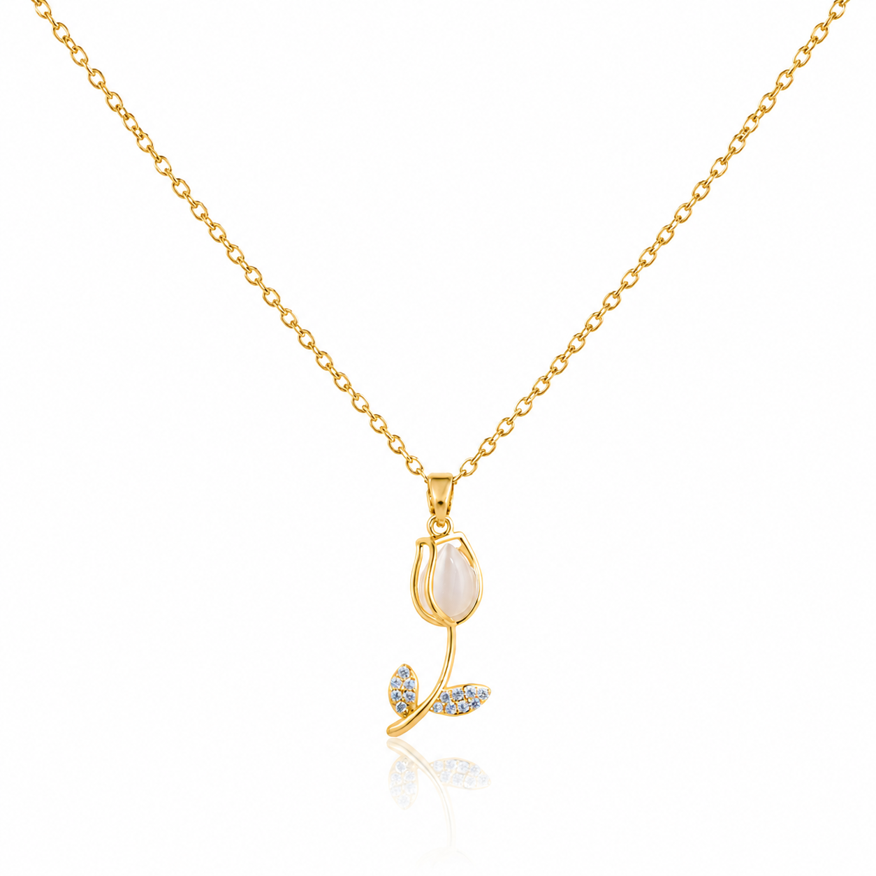 18k Gold Plated Rose Pendant Necklace