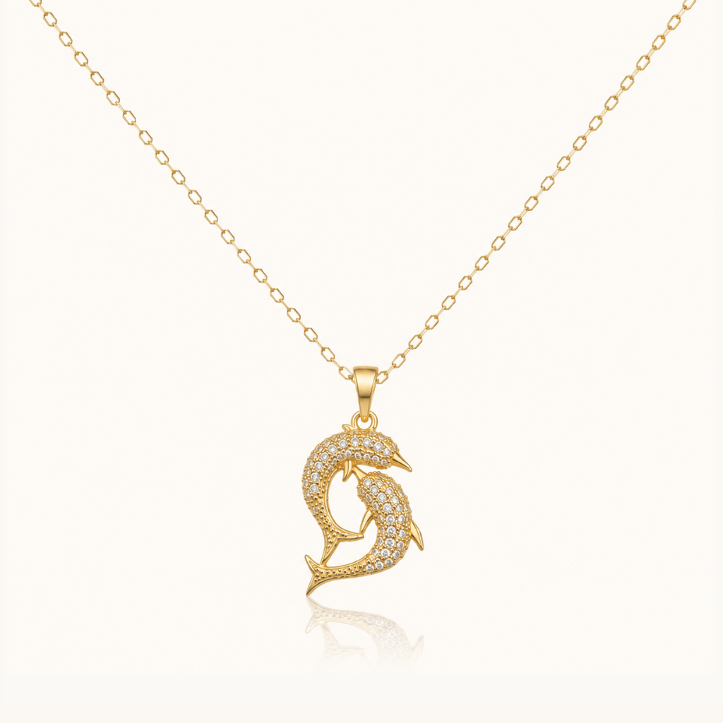 Dolphin Duo Necklace - 18K Gold (Demi Fine)