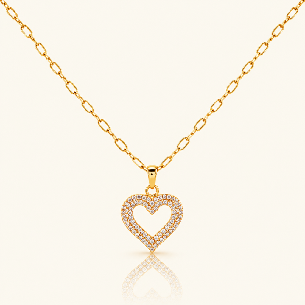 Golden Halo Heart Necklace