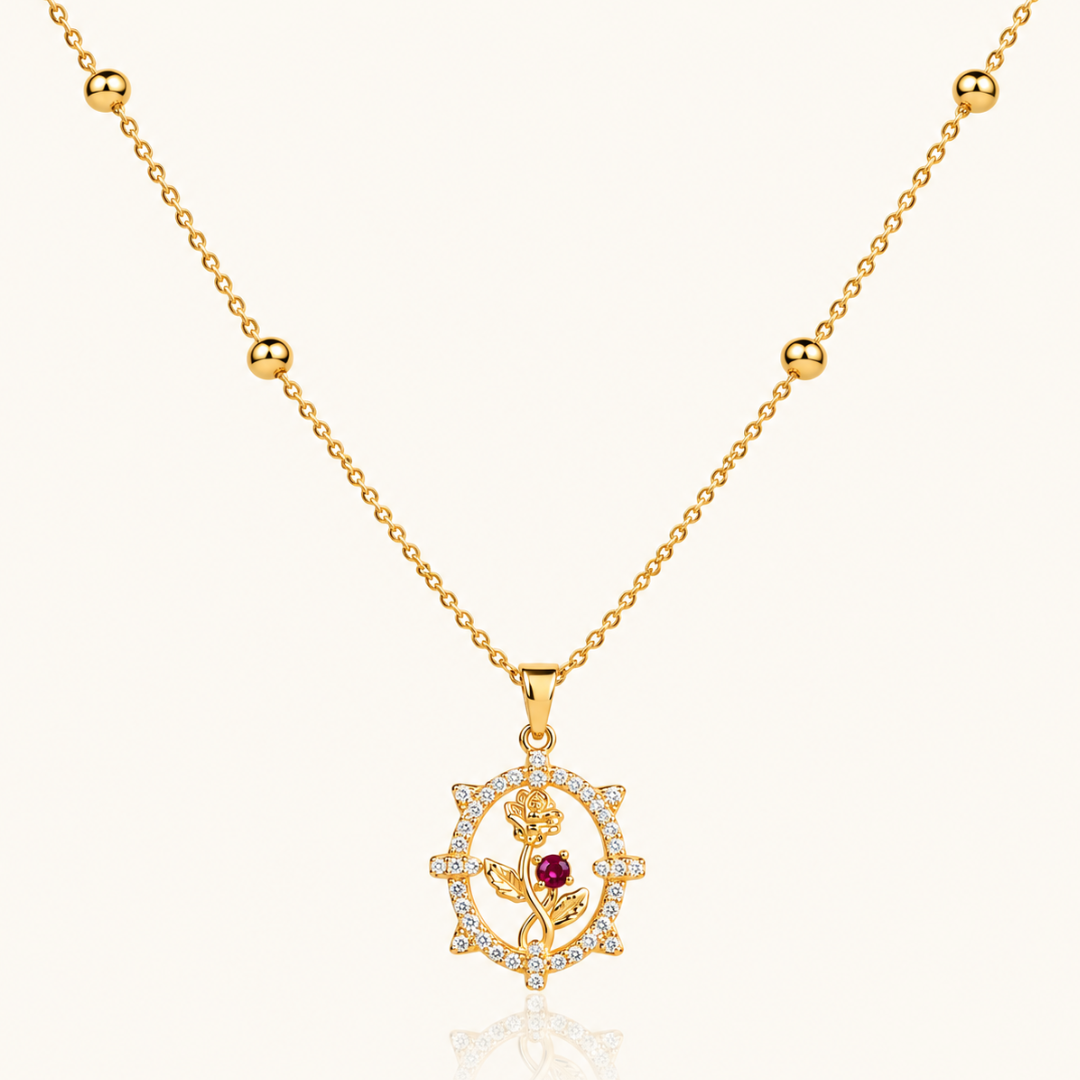 Crystal Rose Frame Necklace