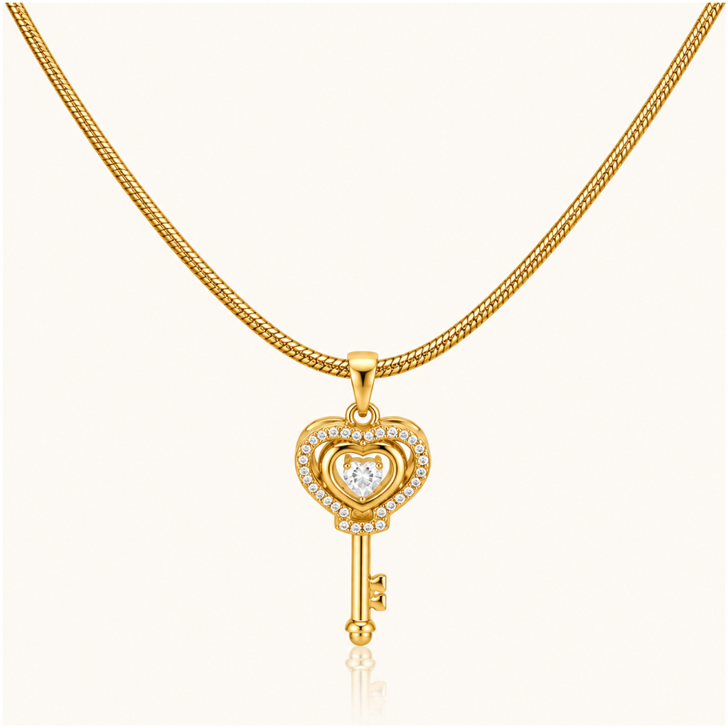 Golden Key to Heart Necklace