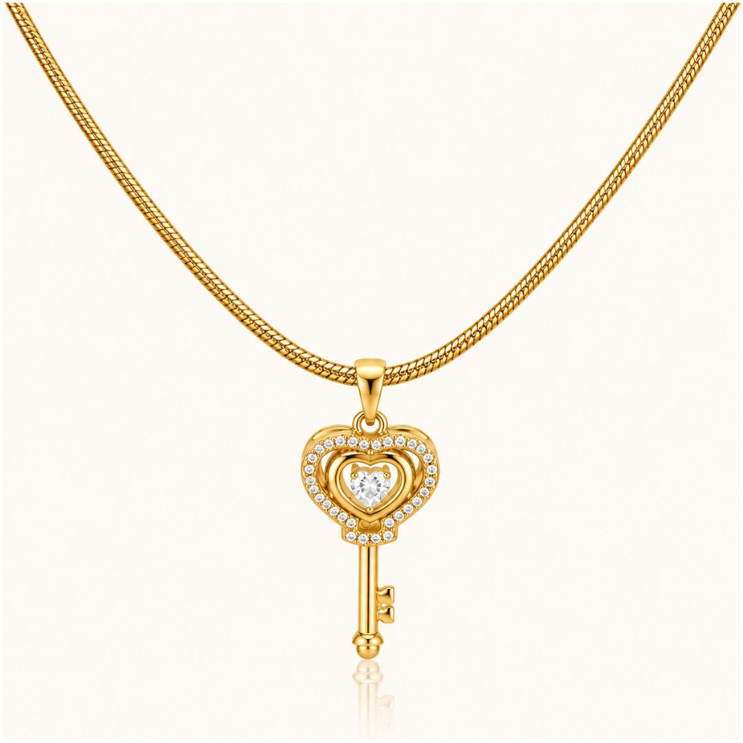 Golden Key to Heart Necklace