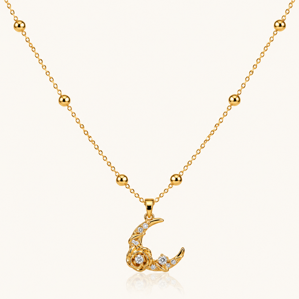 Moonlit Rose Pendant Necklace