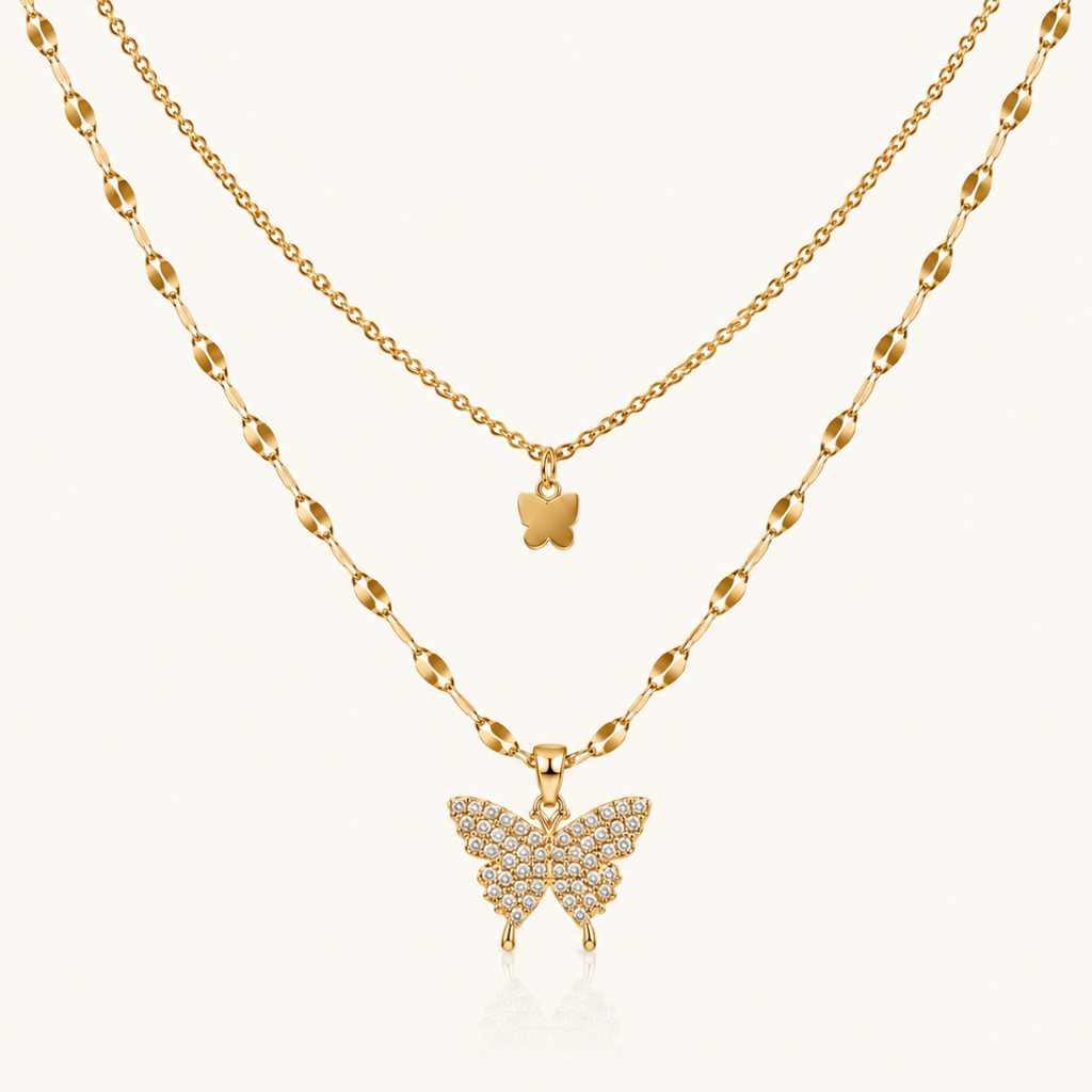 Crystal Flutter Layered Necklace