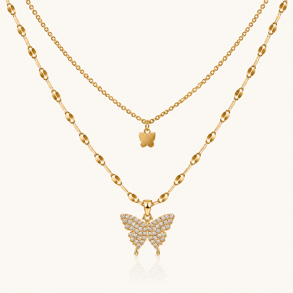 Crystal Flutter Layered Necklace