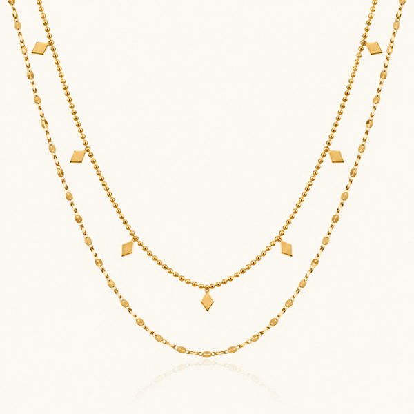 Golden Rhombus Layered Necklace