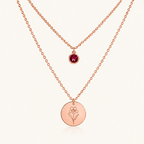 Birth Flower & Birth Stone Necklace